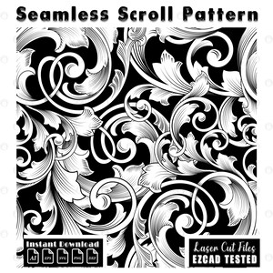 firearms scrollwork, seamless pattern, laser engraving, ezcad file, svg dxf ai, decorative vector, gun engraving, engraving files, digital download, ornamental design, vector pattern, engraving vector, laser design