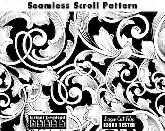 Naadloos rolwerkpatroon | Vectorontwerp lasergravure (digitale download)