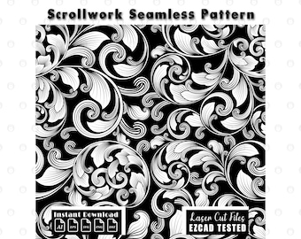 Custom Scrollwork Seamless Filigree Pattern | Laser Engraving Design svg dxf ai Vector Files
