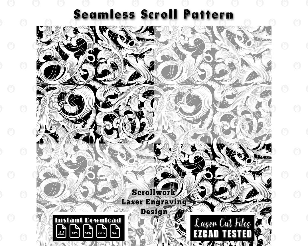 Seamless Scrollwork Pattern | Laser Cut Vector Filigree (digital File ...