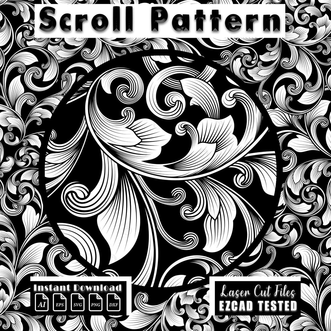 Scrollwork Pattern Laser Engraving File, Vector Design (digital ...
