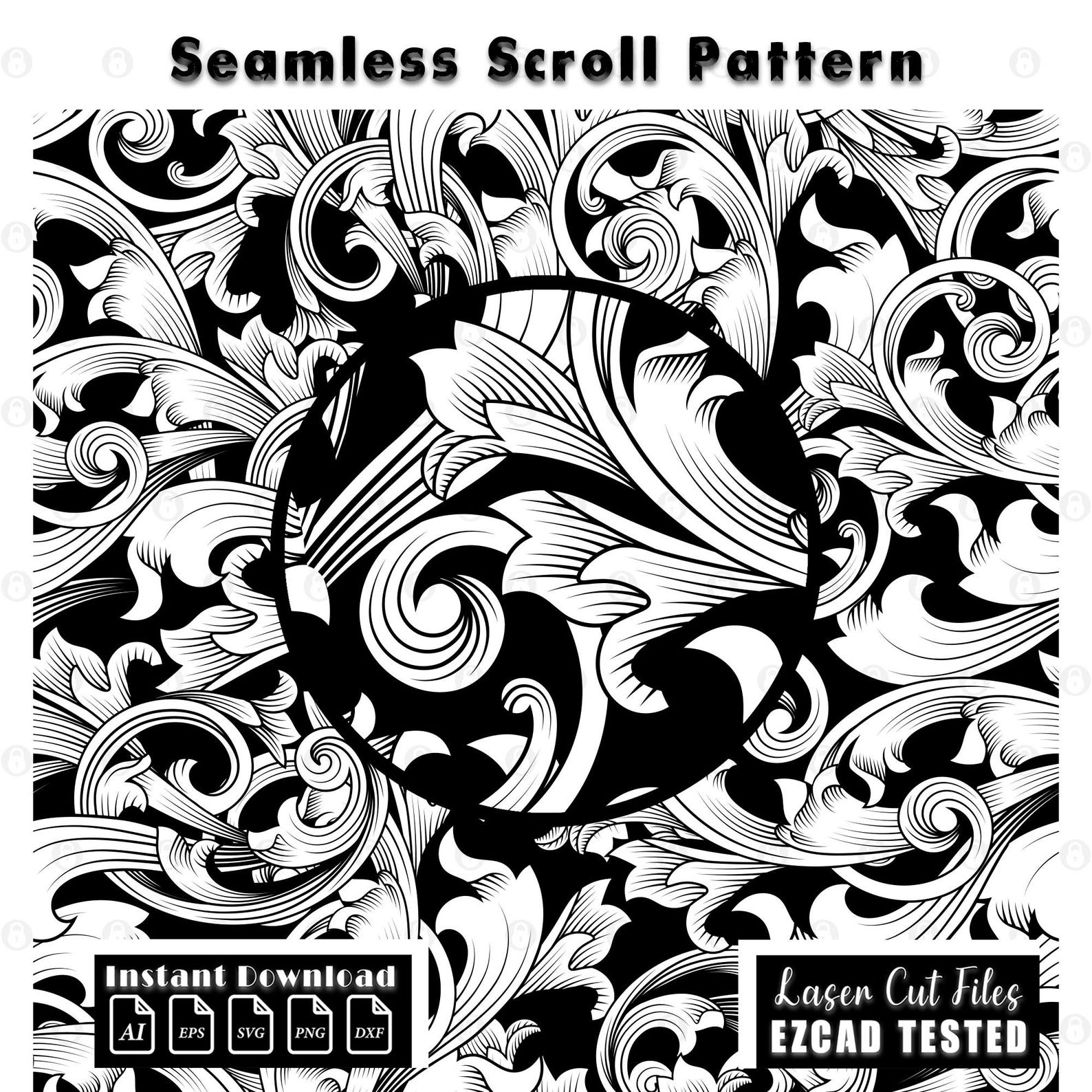 Seamless Scrollwork Pattern | Laser Cut Vector File (svg Dxf Eps Png Ai ...