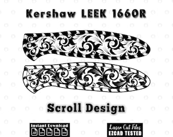 Kershaw LEEK 1660R Scrollwork Laser Engraving Files | Custom Scroll Design SVG | Knives Engraving design | Ezcad Tested | svg png dxf ai eps