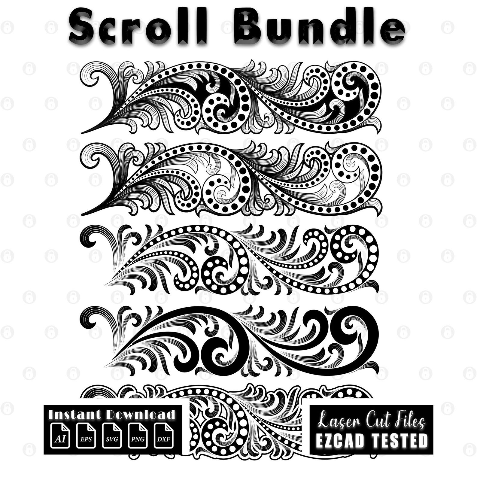Scrollwork Laser Engraving Design Bundle, EZCAD Tested (digital ...