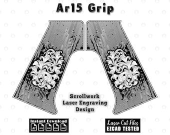 Ar 15 Grip scrollwork met stippatroon lasergravure ontwerp, aangepaste Ar15 grips gravure, scrollbestand Ezcad getest svg dxf ai