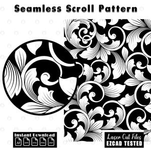 scrollwork pattern, seamless scroll, filigree scroll, Firearms scroll svg, laser engraving, gun laser cut file, ezcad tested, svg ai eps, dxf png, cnc engraving, engraving files, digital download, vector pattern