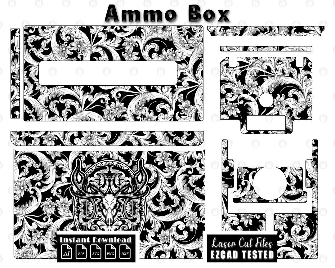 Scroll Work Box Ammo Box Scrollwork Laser Engraving Design | Custom Scroll Pattern SVG ...