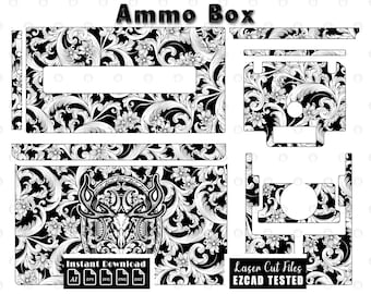 Munitiedoos scrollwork lasergravureontwerp | Vector gesneden bestanden (digitale download)