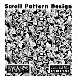 Custom scrollwork pattern laser engraving file svg dxf ai eps png Scroll pattern file, scroll work design digital download EZCAD tested