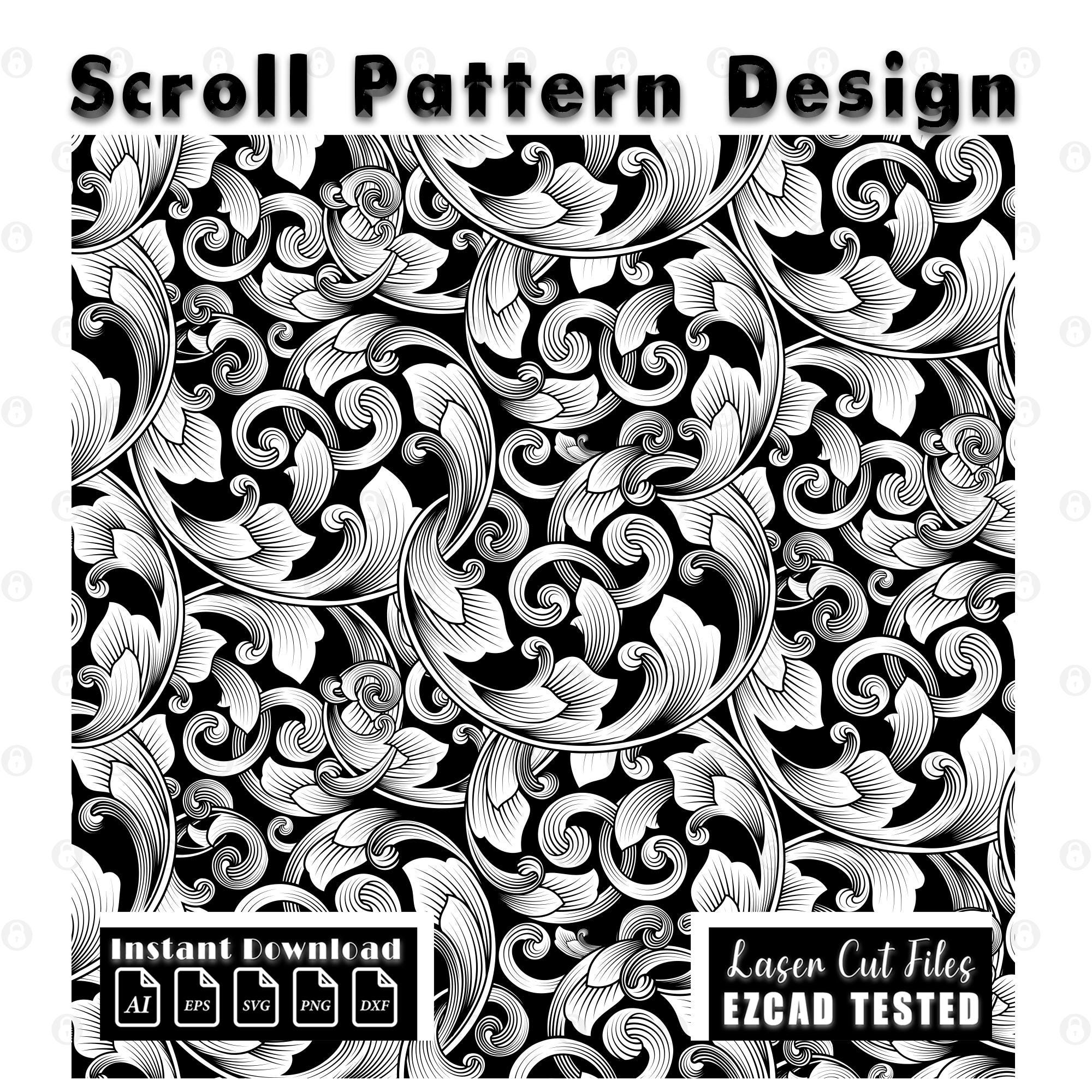 Scrollwork Pattern Laser Cut File, Vintage Engraving Design (digital ...