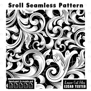 Custom Scrollwork Seamless Pattern | Filigree Laser Engraving Digital Files