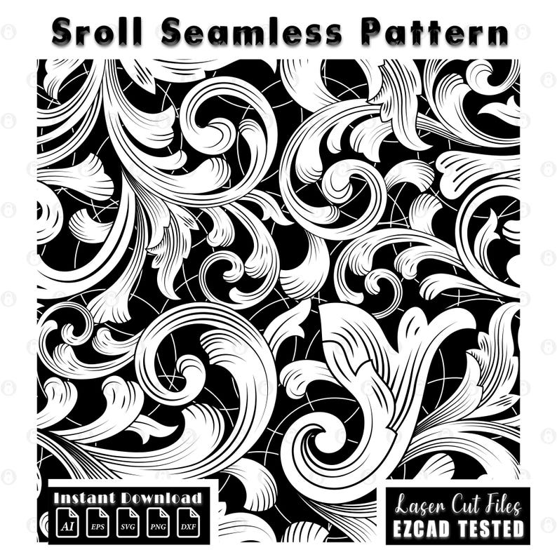 Custom Scrollwork Seamless Pattern | Filigree Laser Engraving Digital Files