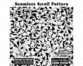 Custom Scrollwork Seamless Filigree Pattern | Laser Engraving Design Vector SVG Digital File
