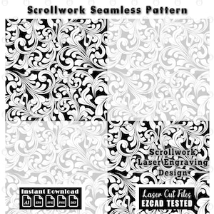 firearms Seamless Scroll Pattern Vector | Custom firearms Scrollwork pattern SVG DXF | Filigree gun Ornament Design | EZCAD Tested | firearms Laser Cut Digital File