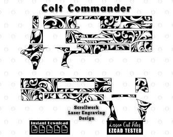 Colt Commander scrollwork-lasergravure | Vector gesneden bestanden (svg dxf ai eps png)