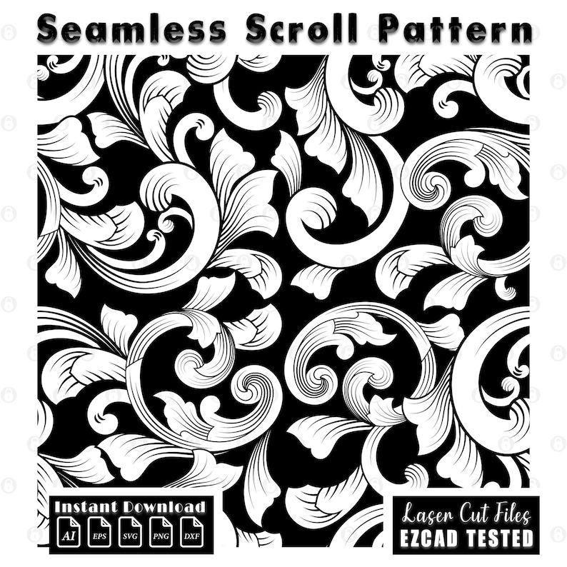 Filigree Vector Gun Pattern Seamless Scrollwork Pattern Laser Engraving Design | Filigree Vector ...
