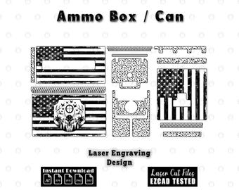 Ammo Box Distressed USA Flag Hunting Themed Laser Engraving File, Cutting files svg dxf