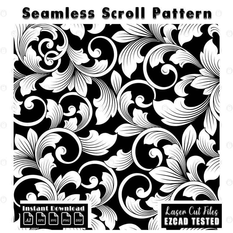 scrollwork pattern, seamless scroll, filigree scroll, Firearms scroll svg, laser engraving, gun laser cut file, ezcad tested, svg ai eps, dxf png, cnc engraving, engraving files, digital download, vector pattern