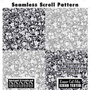 Scrollwork Seamless Pattern Design | Custom firearms Scroll SVG DXF | Scroll Pattern Vector Ornament | EZCAD Tested | Gun engraving Laser Cut Digital File