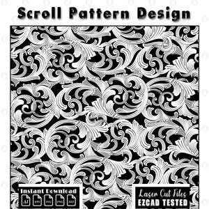 Scrollwork pattern laser engraving design, scroll design, vector scroll pattern, scroll SVG file ezcad tes, laser engraving file, Scroll eps