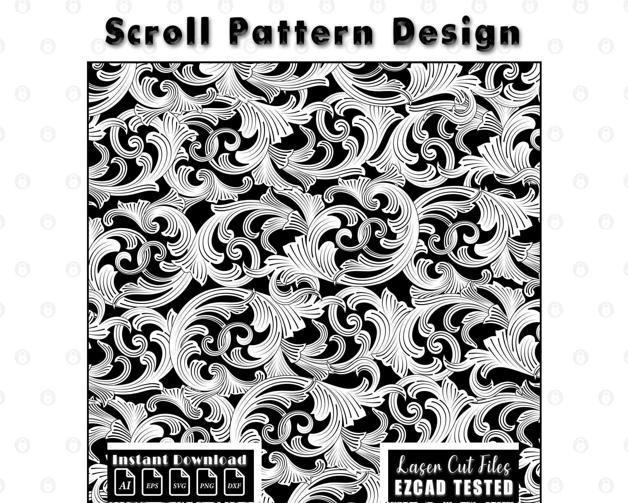 Scrollwork Pattern Laser Engraving Design, Scroll Design, Vector Scroll ...
