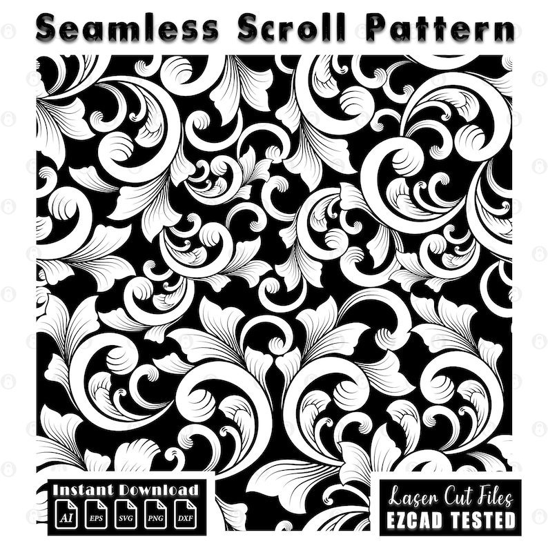Seamless Scrollwork Pattern Laser Engraving Design | Filigree SVG ...