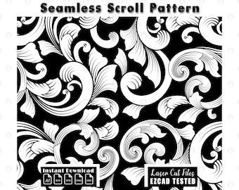 Naadloos scrollworkpatroon lasergravureontwerp | Filigraan vectorbestanden (svg, ai, eps, dxf, png)