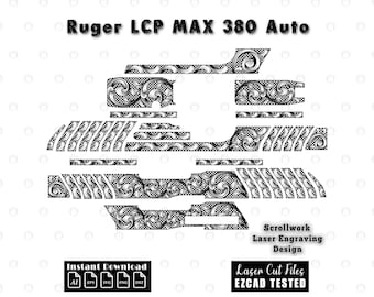 Ruger LCP MAX .380 Auto Baroque Acanthus Scrollwork Filigree Design | Scroll Laser Engraving Files