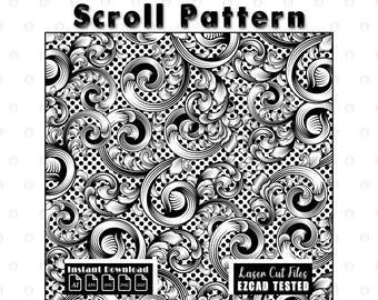 Aangepast scrollworkpatroon, lasergravure ontwerp, scroll patroon SVG-bestand, scroll ontwerp, digitale download, Ezcad getest bestand, dxf eps ai