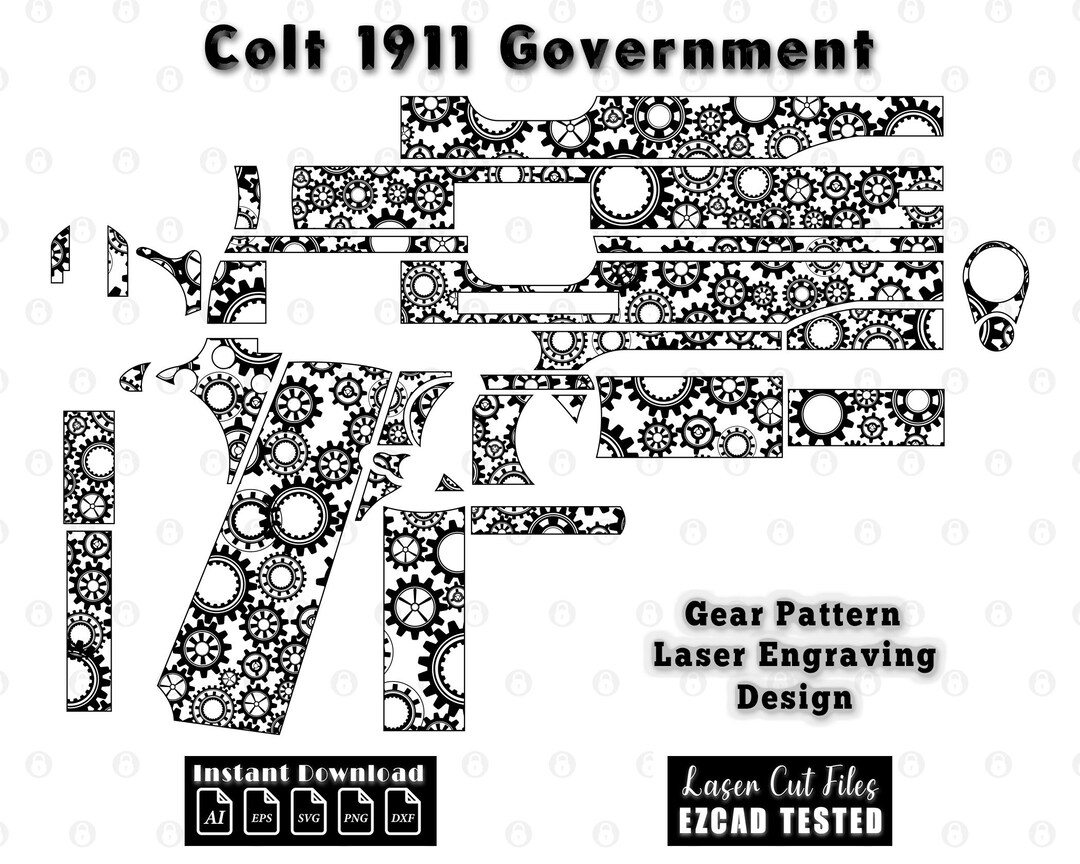 Colt 1911 Gear Pattern Laser Engraving Design Digital Download - Etsy