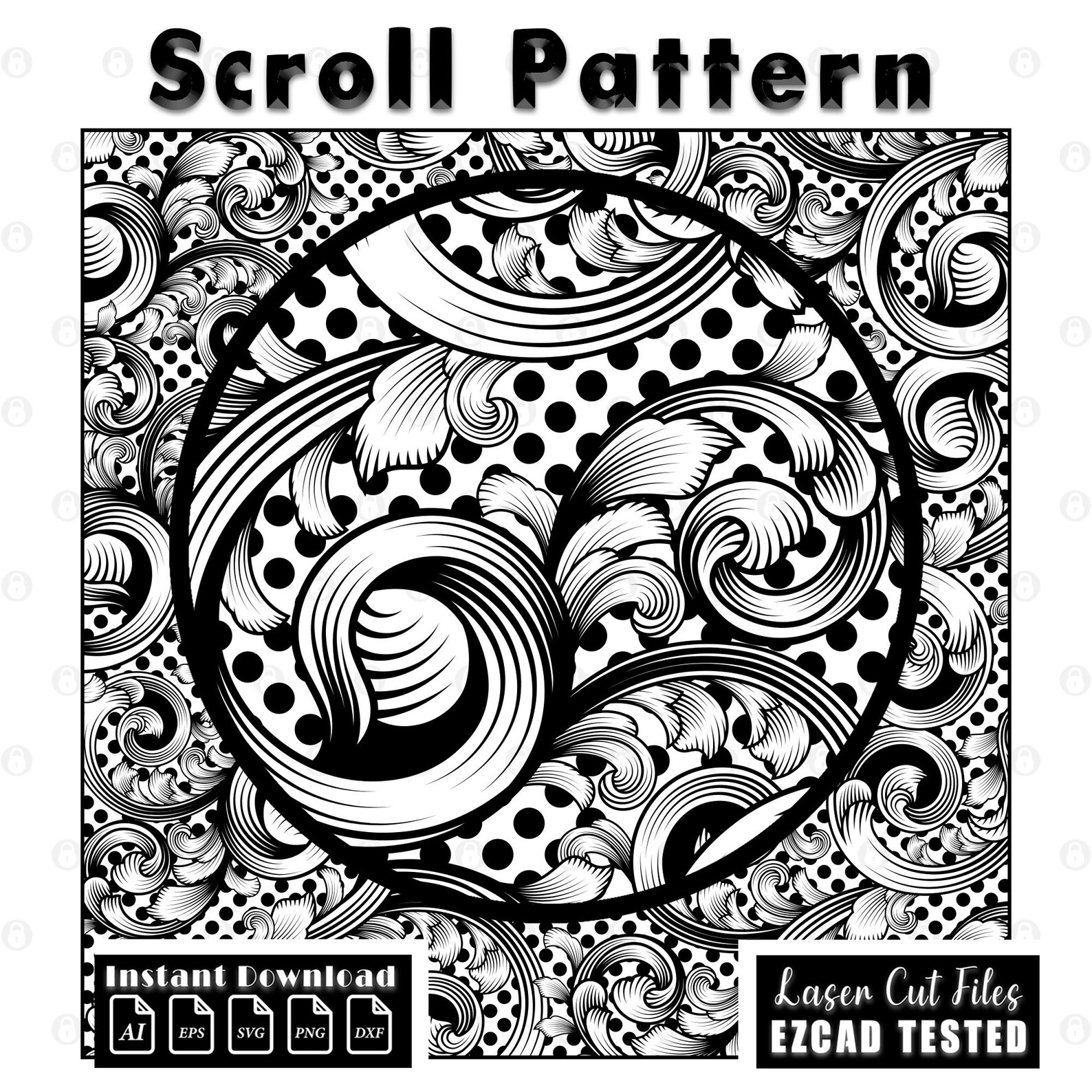 Custom Scrollwork Pattern, Laser Engraving Design, Scroll Pattern SVG ...