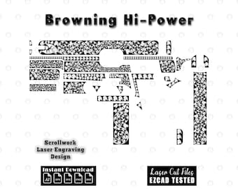 Browning Hi-Power Scrollwork Filigree Laser Engraving design files, Scroll Pattern svg dxf Vector