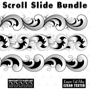 Custom firearms Scrollwork Slide Bundle | firearms Scroll Laser Engraving File SVG | EZcad Tested Design | gun scrollwork vector