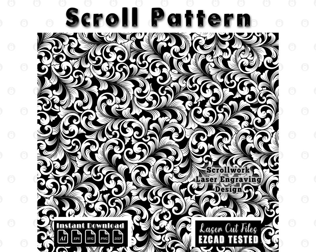 Scrollwork Laser Engraving Pattern | Filigree Design, Vector Files ...