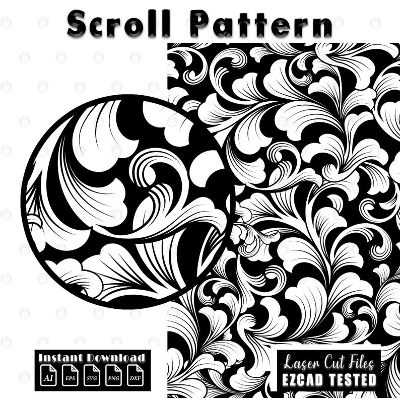 firearms scroll, gun engraving, scrollwork svg, filigree pattern, laser cut file, svg vector file, digital download, gun scroll design, engraving vector, custom scroll, laser engraving, scroll pattern svg, instant download