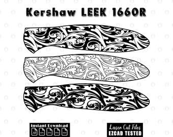 Kershaw LEEK 1660R Scrollwork Laser Engraving File, Custom Scrollwork SVG, Knives Engraving design, Ezcad Tested, svg png dxf ai eps, Scroll