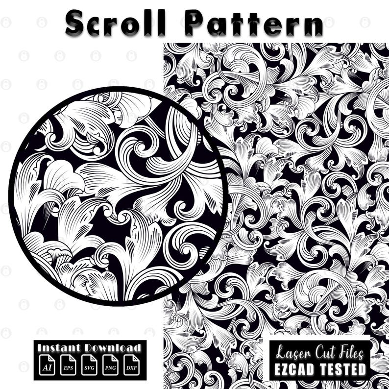 Filigree Vector Gun Pattern Laser Engraving Scrollwork Pattern, Filigree Vector Design (digital ...