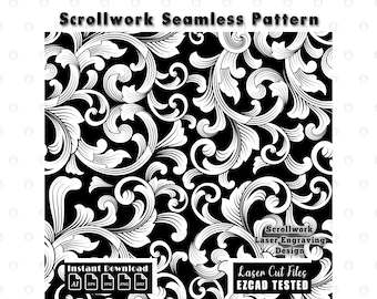 Custom Scrollwork Seamless Filigree Pattern | Laser Engraving Design | Vector Pattern Digital File SVG