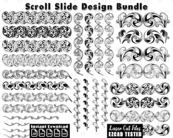 Scroll Bundle | Custom scroll slide laser engraving design, scroll Design file, scroll laser cut file, ai dxf png svg eps, EZcad tested
