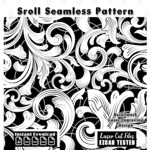 Custom Scrollwork Seamless Pattern | Filigree Laser Engraving Digital Files