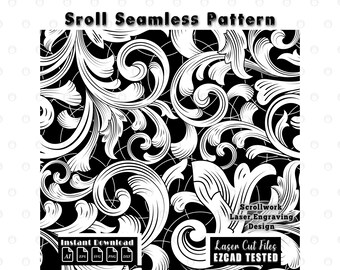 Custom Scrollwork Seamless Pattern | Filigree Laser Engraving Digital Files