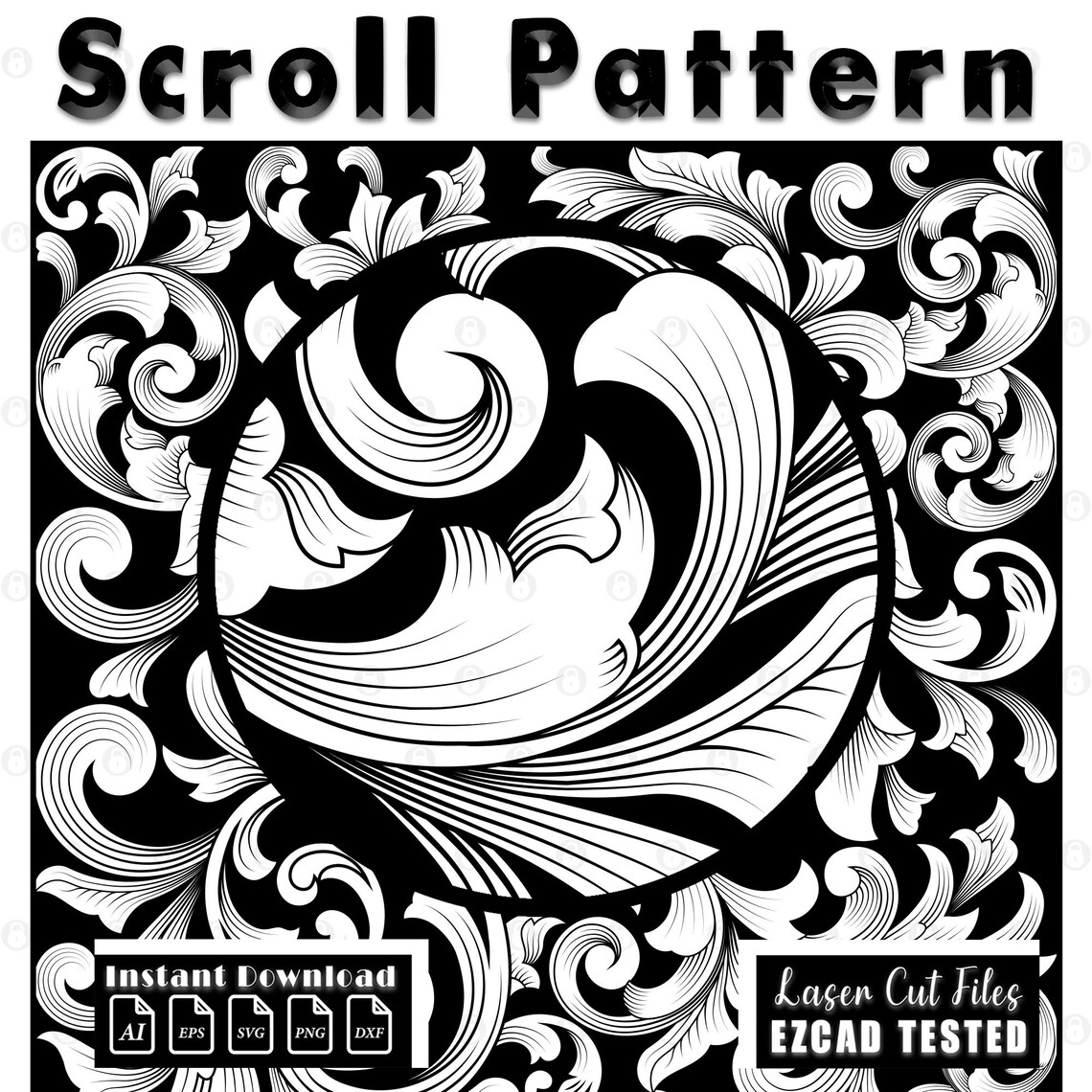 Scrollwork Engraving Pattern SVG | Laser Cut Design File | Svg Dxf Ai ...