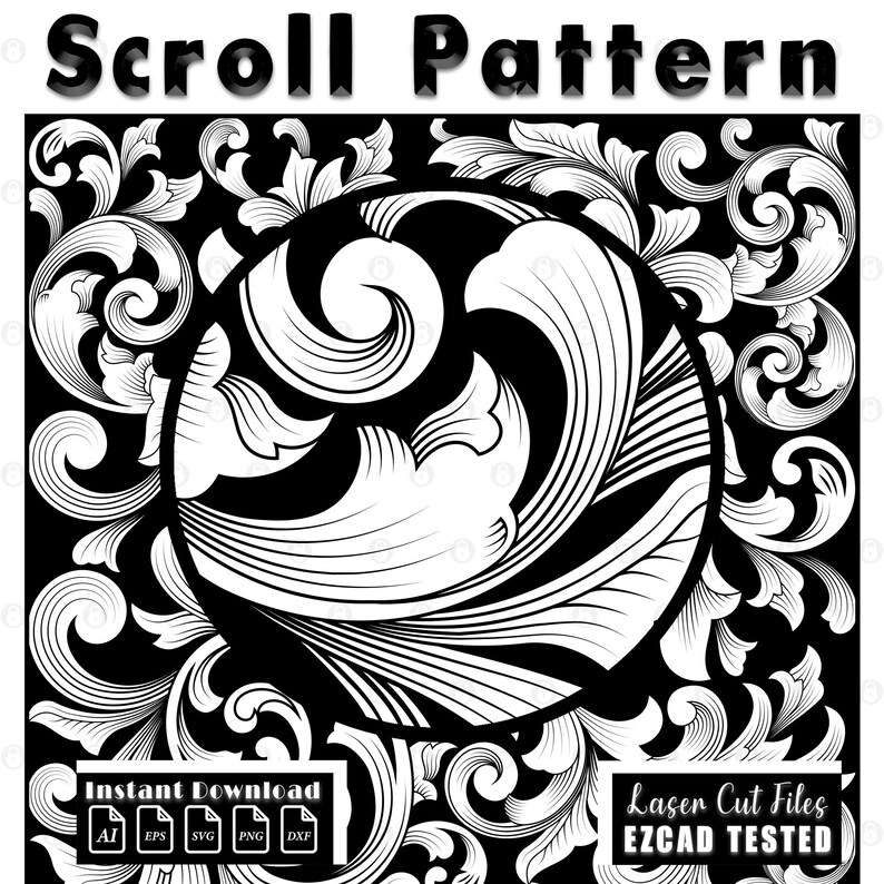 Filigree Vector Gun Pattern Scrollwork Engraving Pattern SVG | Laser Cut Design File | Svg Dxf Ai ...