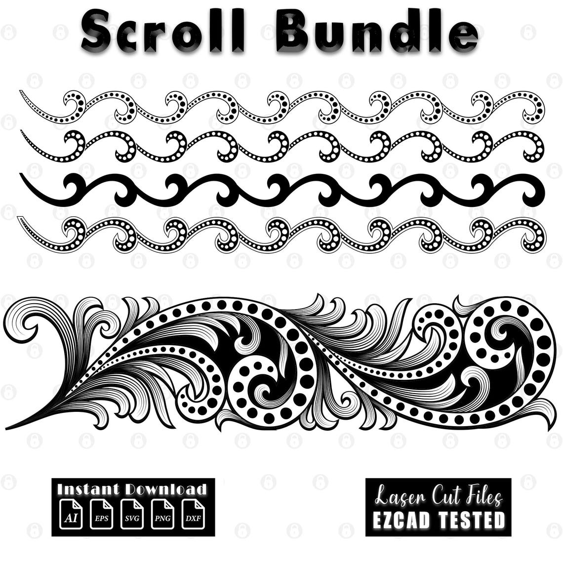 Scrollwork Laser Engraving Design Bundle, EZCAD Tested (digital ...