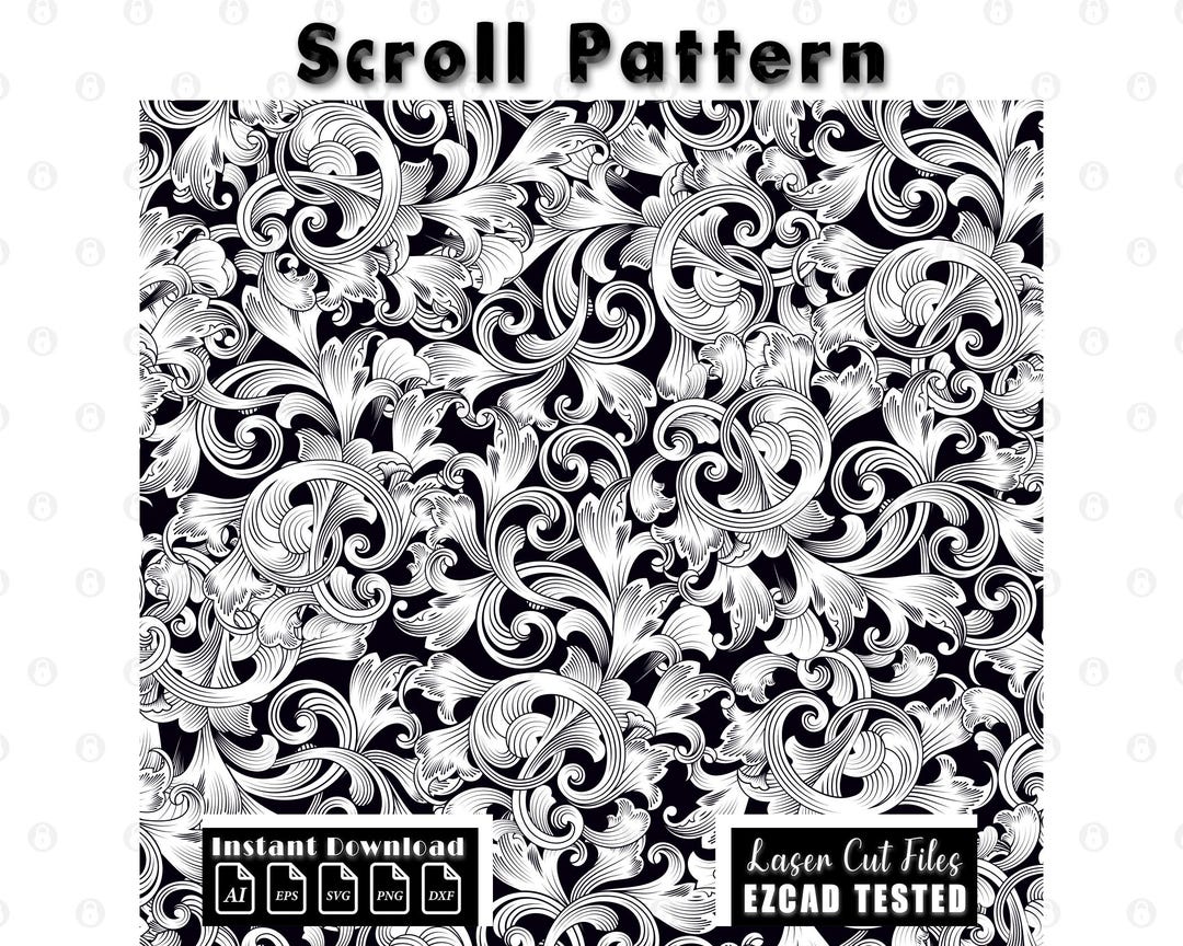 Laser Engraving Scrollwork Pattern, Filigree Vector Design (digital ...