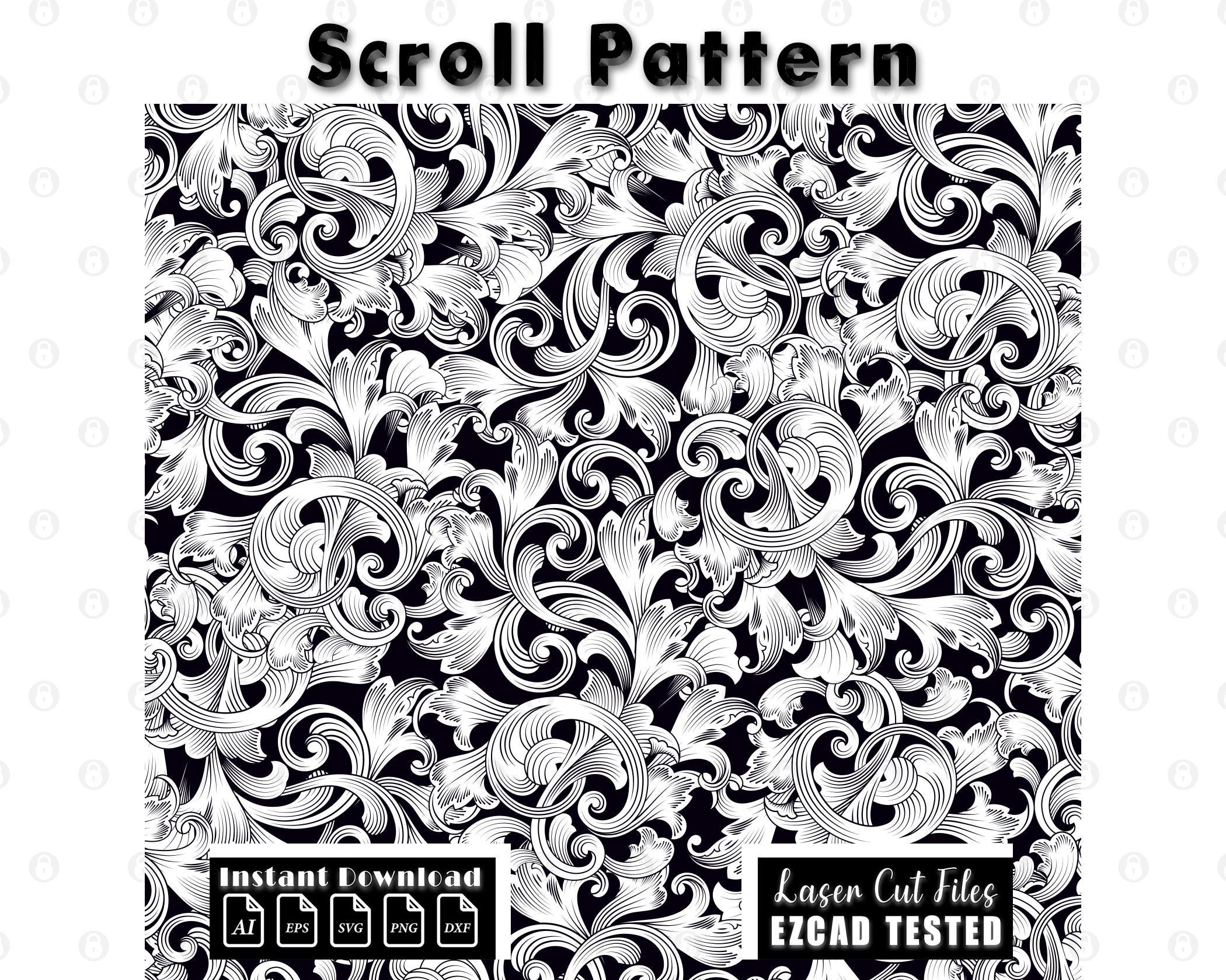 Laser Engraving Scrollwork Pattern, Filigree Vector Design (digital ...