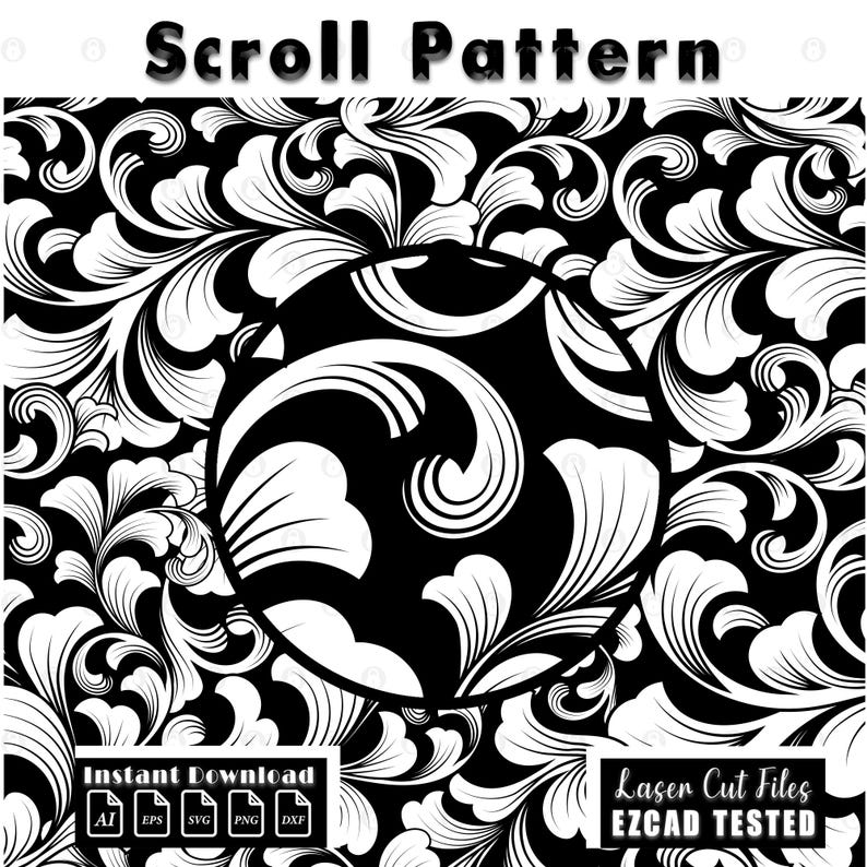 firearms scroll, gun engraving, scrollwork svg, filigree pattern, laser cut file, svg vector file, digital download, gun scroll design, engraving vector, custom scroll, laser engraving, scroll pattern svg, instant download