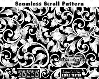 Naadloos lasergesneden scrollworkpatroon | Vectorontwerp (digitale download)
