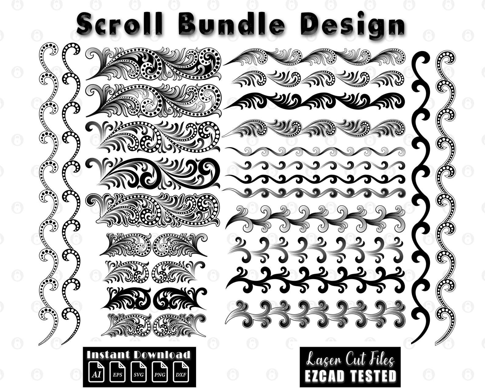 Scrollwork Laser Engraving Design Bundle, EZCAD Tested (digital ...