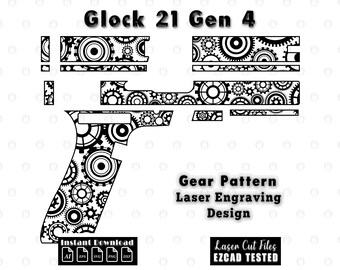 Glock 21 Gen 4 versnellingspatroon lasergravureontwerp (digitale download)